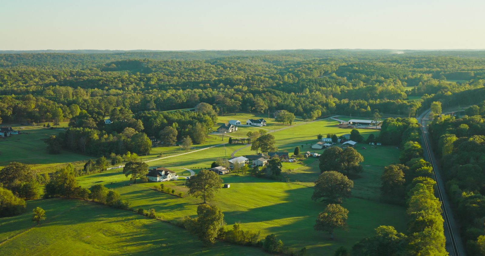 Aerial View of Rural Farmland