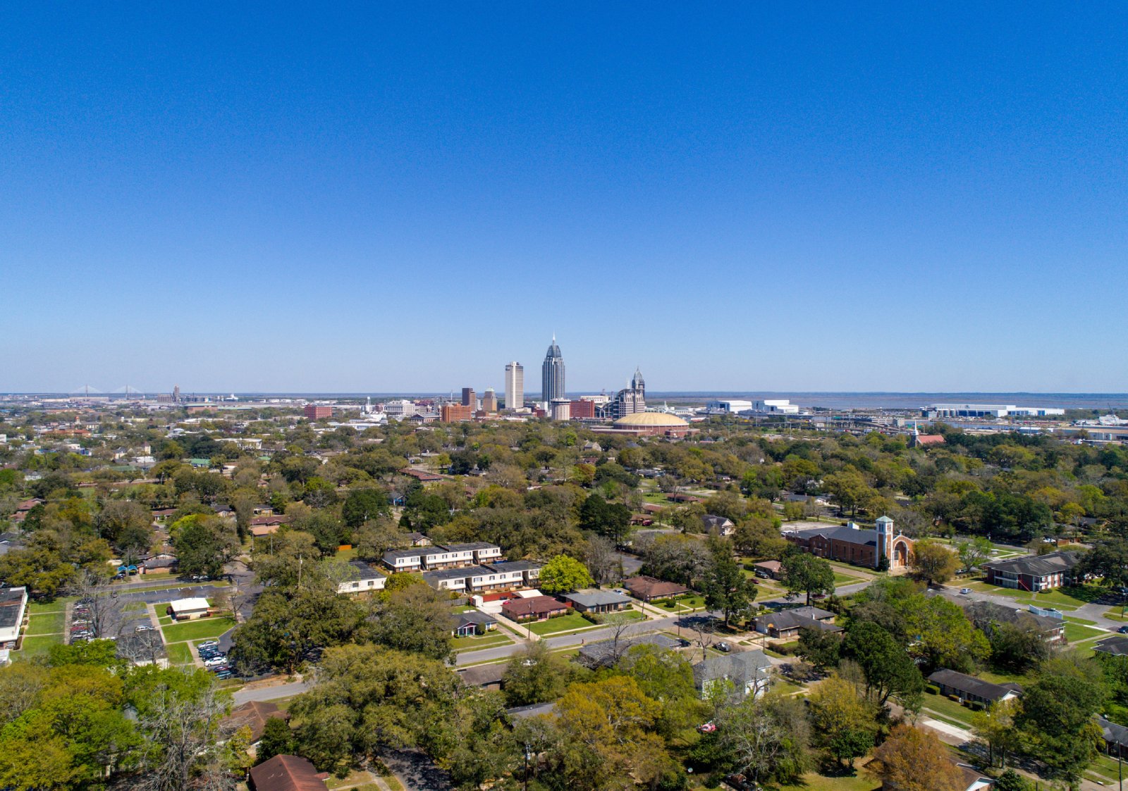 Downtown Mobile, Alabama skyline and cityscape